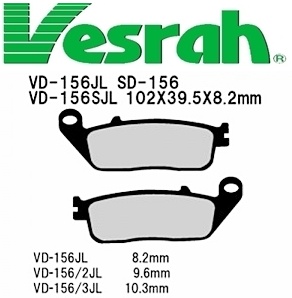 [Vesrah]베스라 SD156 - HONDA CBR250,XR400,CBR600F,SILVERWING,PC800,ST1100 기타 그 외 기종 -오토바이 브레이크 패드