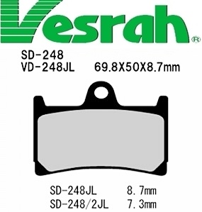 [Vesrah]베스라 SD248 - YAMAHA FZ6,XJR400,FZ1,R1,FJR130,XJR1300 기타 그 외 기종 -오토바이 브레이크 패드