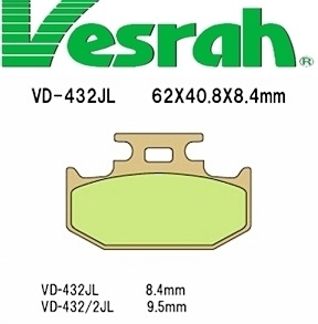 [Vesrah]베스라 VD432JL/SJL - SUZUKI RM125,DR250,YAMAHA WR125,TRICKER,KAWASAKI KX250 기타 그 외 기종 -오토바이 브레이크 패드