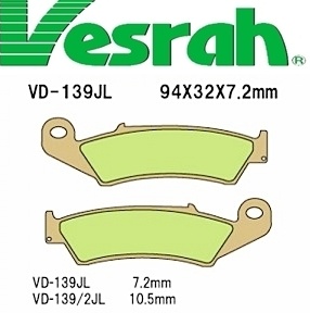 [Vesrah]베스라 VD139JL/SJL - HONDA CRM75,CRM250,XR250,XR600R,KAWASAKI KX125 기타 그 외 기종 -오토바이 브레이크 패드