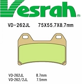 [Vesrah]베스라 VD262JL/SJL - SUZUKI GSX400, YAMAHA XJR400, TRX850, XJR1300, APRILIA RS250, BMW F800, DUCATI 기타 그 외 기종 -오토바이 브레이크 패드