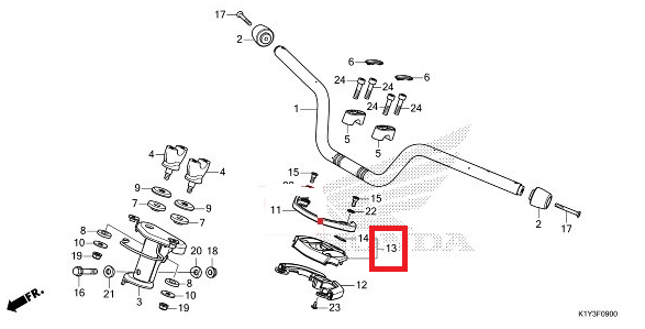 PCX125(21~) 톱브릿지커버(뒤, 흑색) 53250-K1Z-J10ZA