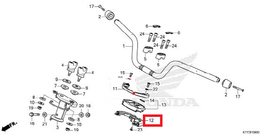 PCX125(21~) 톱브릿지커버(뒤,맥기) 53206-K1Z-J10