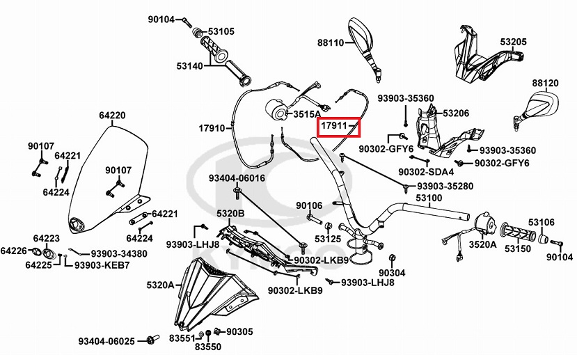 X-TOWN125 스롯틀케이블 17911-AAG3-C00