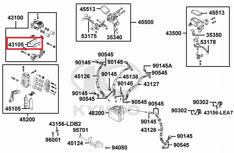 X-TOWN125 X-TOWN300 패드(뒤)순정 43105-LGE5-406