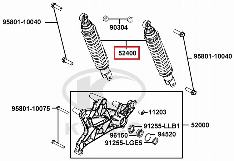 X-TOWN125 300 쇼바(뒤 개당) 52400-ABD2-E00-NES