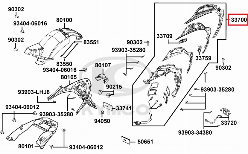 X-TOWN125 300 텔ASSY 33700-ABD2-C00