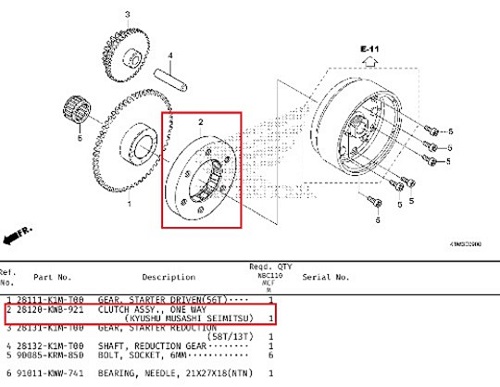 슈퍼커브110(~21년) SUPER CUB110 CBR125 스타터클러치 28120-KWB-921